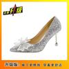 stiletto bow bridesmaid crystal high heels Mary Jane single shoes French wedding dress wedding shoes 2025 spring and autumn new