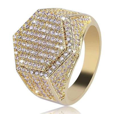 Trendy Hip Hop Rock Men Ring Luxury Gold/copper Color Full Bling Iced Out Cubic Micro Paved CZ Rings Wedding Party Jewelry Gift