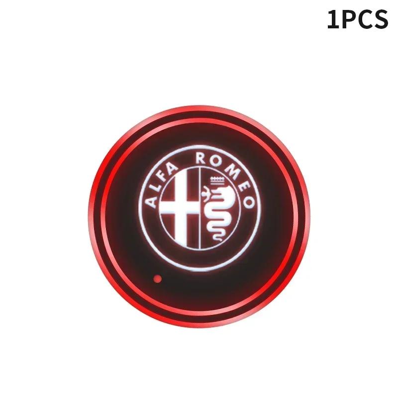 Car Stickers For Alfa Romeo 1/2pcs Car Luminous Water Cup Pad LED Atmosphere Light For Alfa Romeo giulia stelvio giulietta 159 1