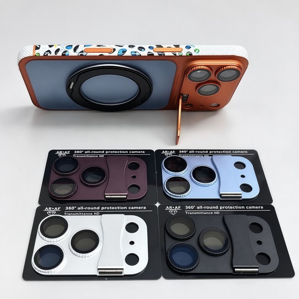 Foldable Stand Phone Camera Lens Protector Anti-scratch Full Cover Phone Lens Cover Aluminum Alloy for iphone 18 Pro MAX 18Pro