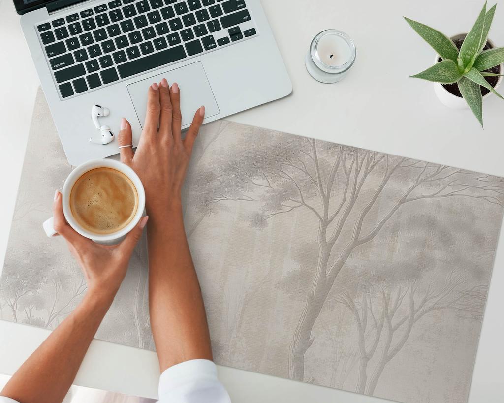 Anti-slip Protective Desk Mat with Delicate Forest Pattern 90x45 cm
