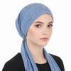 Solid Color Muslim Headscarf Hat Thin Summer Rhinestone Hijab Caps  Ramadan