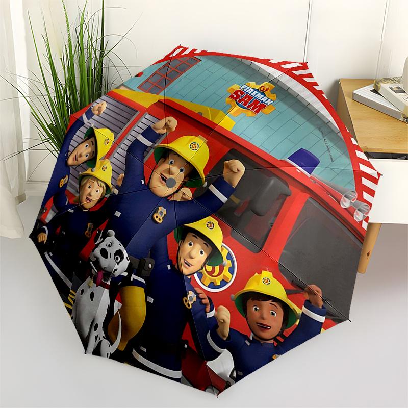 

Fireman Fire trucks Themed Travel Umbrella 8 Ribs Automatic Opening and Closing,Portable Folding Design,Compact and Stylish Umbrella Suita