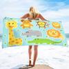 Schattig Cartoon Dierenprint Microvezel Strandlaken, Groot Badlaken Sneldrogend Absorberend Zandvrij Handdoek voor Badkamer, Reizen, Sport