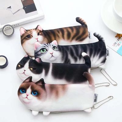 Pouch School Supplies Stationery Girl Storage Organizer Pencil Case Simulation Cartoon Cat Pen Bag