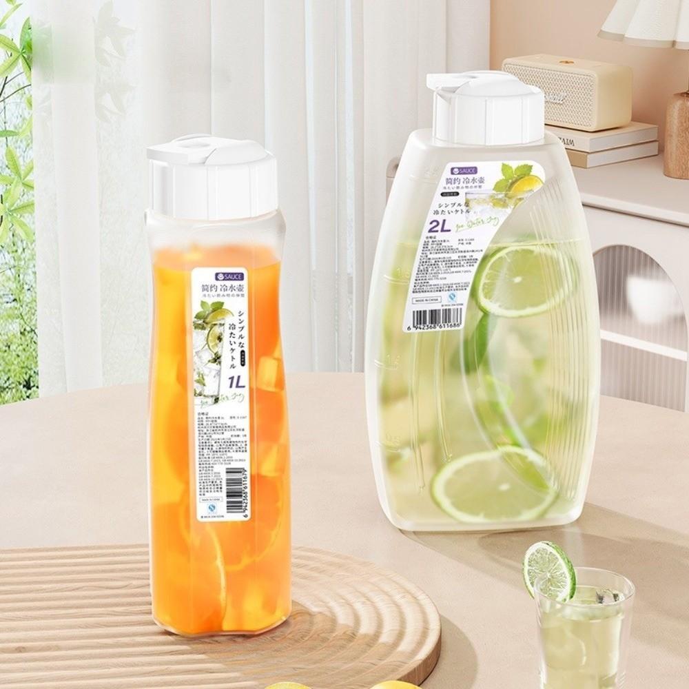 1L/2L Cold Water Kettle with Cap Durable Water Bottle Heat Cold Resistance Large Capacity Refrigerator Jug Household Supplies