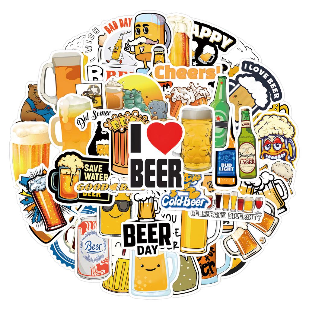 55 Neue Bier Bier Doodle Aufkleber Roller Koffer Wasserbecher Cartoon Aufkleber