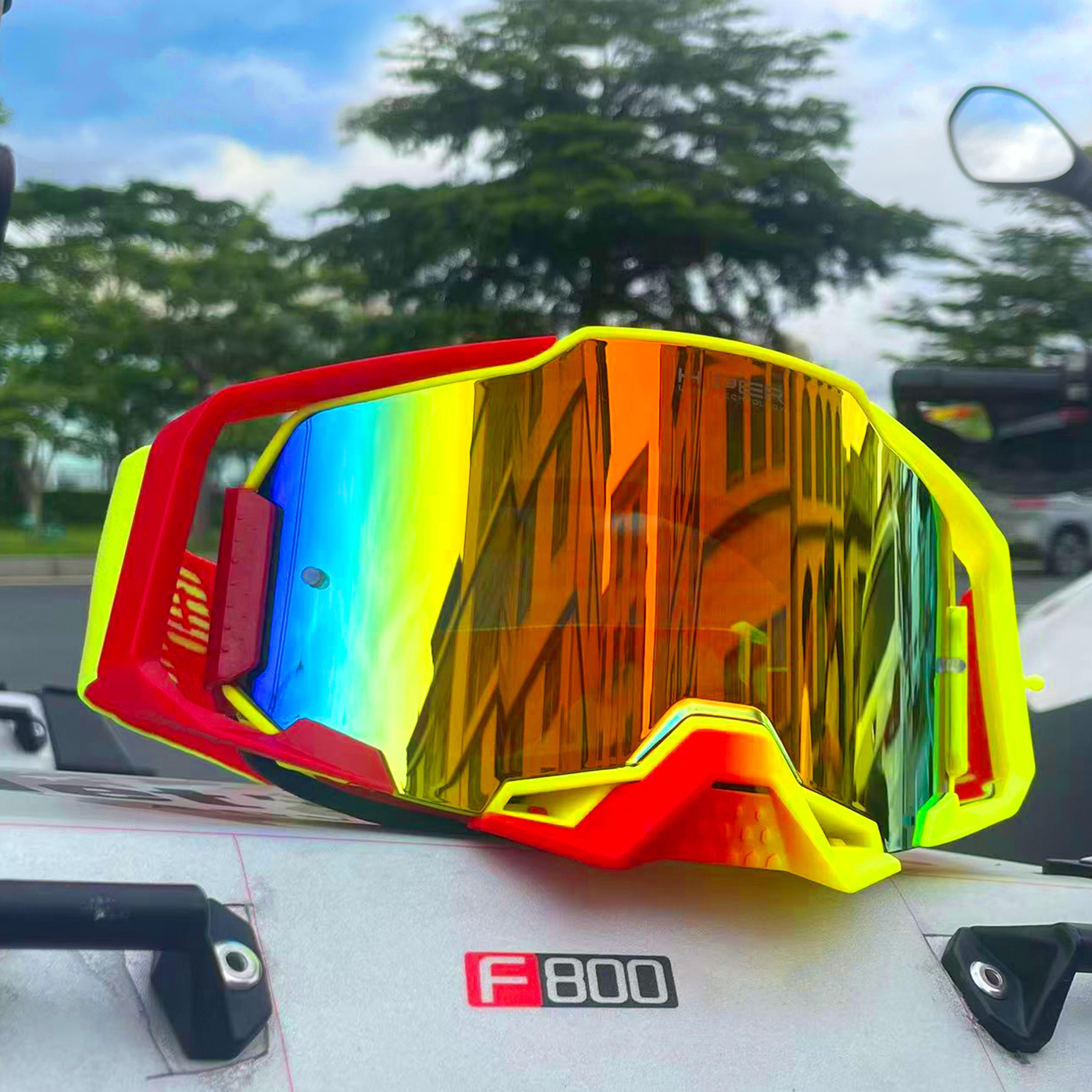 

Quick-Detachable Lens Motorcycle Goggles for MX, ATV, Off-Road & Ski - Helmet Compatible Sports Glasses with Face Shield