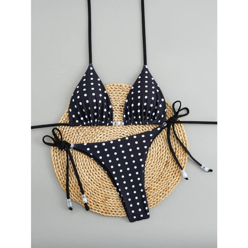 2025 Polka Dot Bikini Set Women Two Piece Swimwear - Flirty Sexy Instagram Beach Vacation Push Up Swimsuit