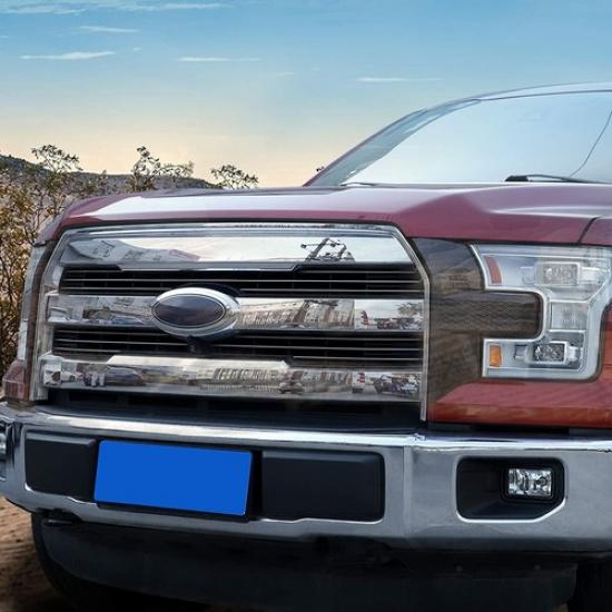 2x Car Front Bumper Headlight Grille Decor Cover Trim for Ford F150 Carbon Fiber