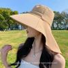 Women's Large Brim Summer Sun Hat with Shawl and UV Protection for Outdoor and Cycling