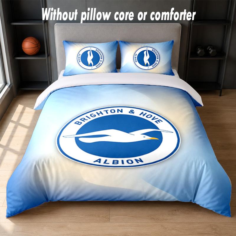 Brighton & Hove Albion Football Design Ensemble de literie 1 housse de couette + 2 taies d'oreiller Linge de lit doux respirant pour la maison