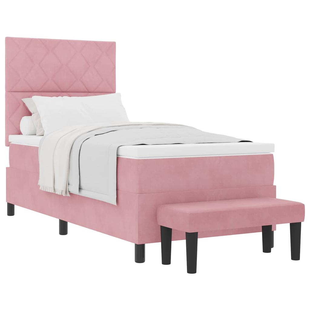 Box Spring Bed with Headboard Pink 190 x 90 cm Velvet