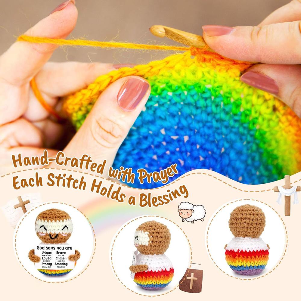 Mini Positive Potato Funny Avocado Duck Cute Knitted Crochet Doll with Card for Women Men Mom Dad Friend Birthday Cheer Up Gifts