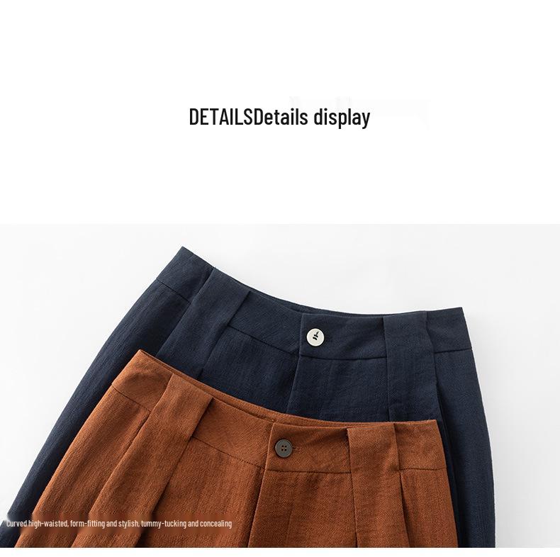 Women's High-Waist Tencel Linen Wide-Leg Pants, Summer 2025, Relaxed, Slimming, Floor-Length