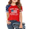 Kids Independence Day Printed Crew Neck Short Sleeve Casual T Shirt USA Map Graphic Raglan Sleeves Tee for Boys Girls Summer Wear