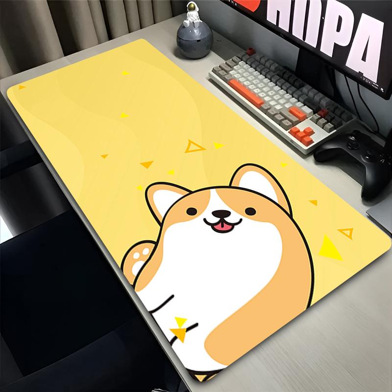 Gummi-Mauspad Kawaii Rutschfeste Schreibtischmatte Corgi Hund Niedlich Großes Gaming-Mauspad Gamer HD-Druck Mauspad Spieltastatur-Pads XXL
