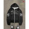 Casual Dark Thorn Print Zip-Up Hoodie Couples Regular Weight