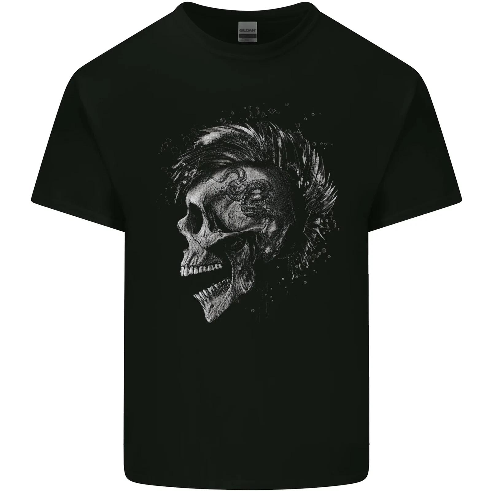 Punk Rock Skull With Tattoos Skull Music Kids T-Shirt Childrens S