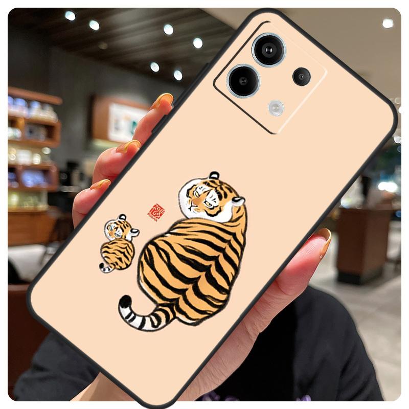 Cartoon Fat Tiger Case For Xiaomi Redmi Note 11 10 12 13 14 15 Pro Plus Cover For Redmi 15 15C 10C 12C 13C 14C