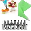 16 PCS/Set Silicone Kitchen Accessories Icing Piping Cream Pastry Bag +14 Stainless Steel Nozzle Set DIY Cake Decorating Tips