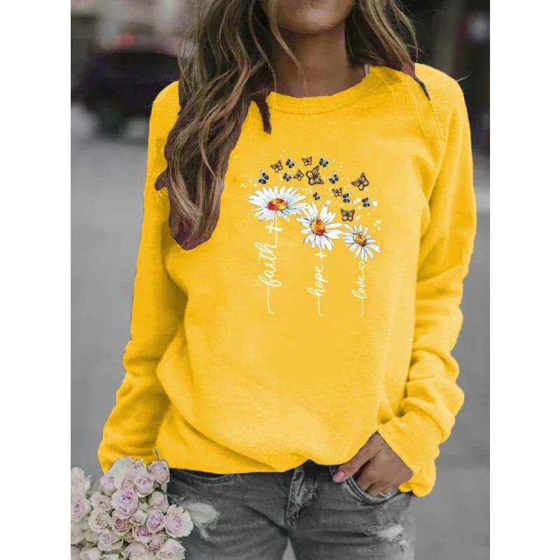 

Весенне-осенняя женская толстовка с пустым цветком и круглым вырезом, топ с длинными рукавами XL жёлтый