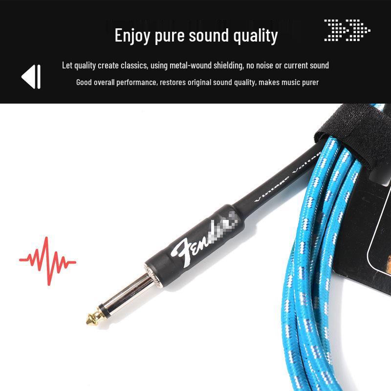 Big Brand Electric Guitar Braided Audio Cable with Noise Reduction - Available In 3m, 6m, 10m, 15m, and 20m.