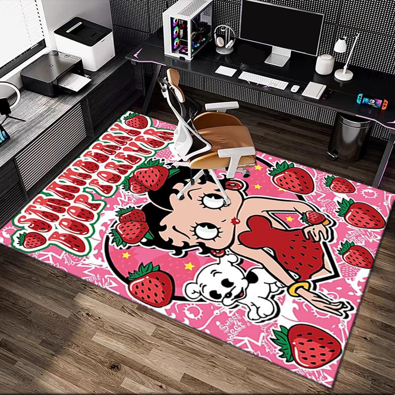1pc Office Printed Area Carpet, Betty Boop Rug, Home Sofa Chair Mat For Christmas and Halloween Décor