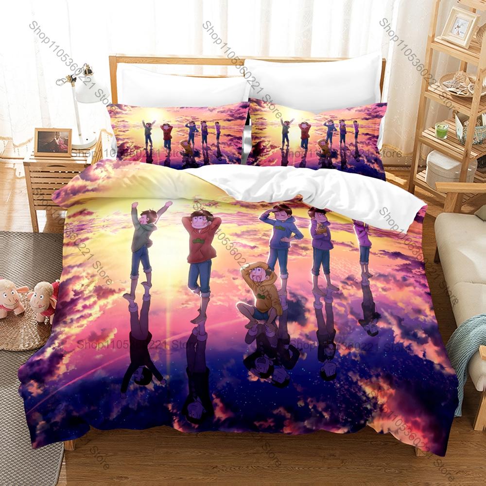 Funny Osomatsu San Theme Bedding Set 3 Piece Duvet Cover Set Home Textile For Kpop Fans Gift For Fans Bedroom Decor