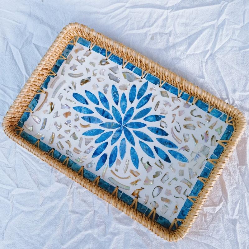 

Hand-Woven Rattan Shell Serving Tray
