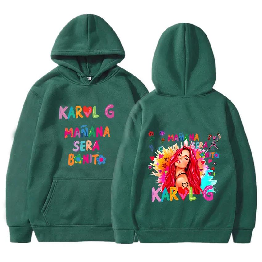 Karoll G Bichota Season Creative Letter Printing Sweatshirts for Men Ladies Photo Booth Long Sleeve Hooded Prevalent Hoodies Y2k