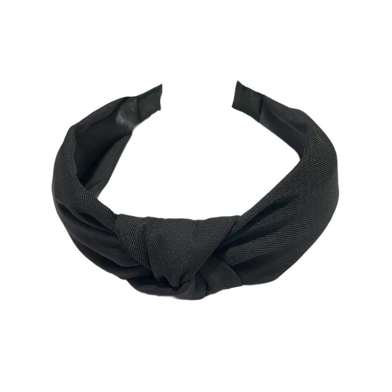 Chic Women Black Leopard Print Satin Cloth Knot Headbands Lady Girls Simple Solid Twill Cloth Knotted Head Hoop Accessories