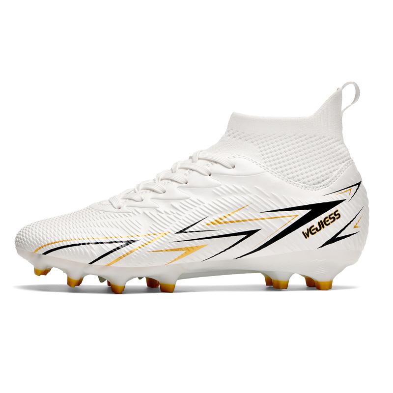 

Футбольные бутсы унисекс со шнуровкой, высокие эластичные носки для тренировок на искусственном газоне, для занятий спортом на открытом воздухе, футбольные бутсы 45 белый