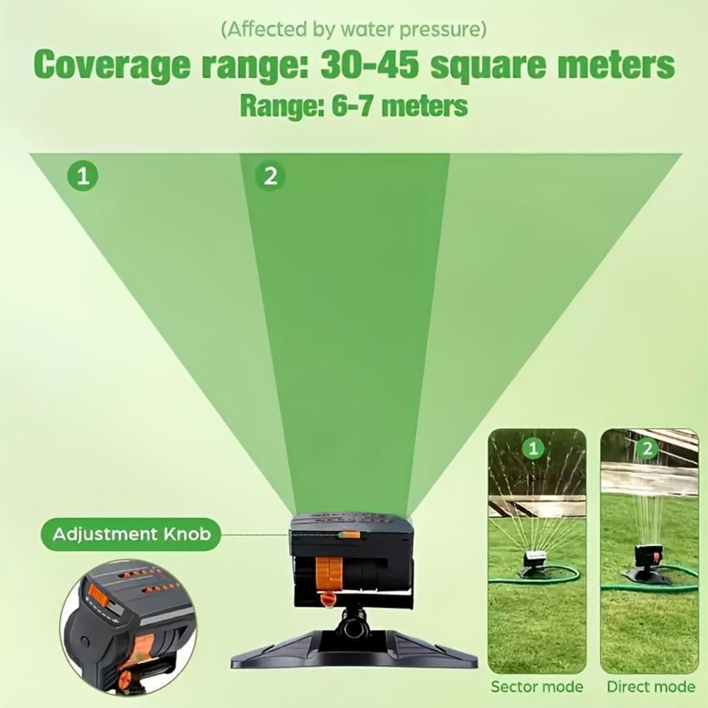 1 Garden Sprinkler with 16 Nozzles, 180 ° Rotatable Adjustable Head, Automatic Irrigation System, Wide Coverage, Watering Lawns and Gardens