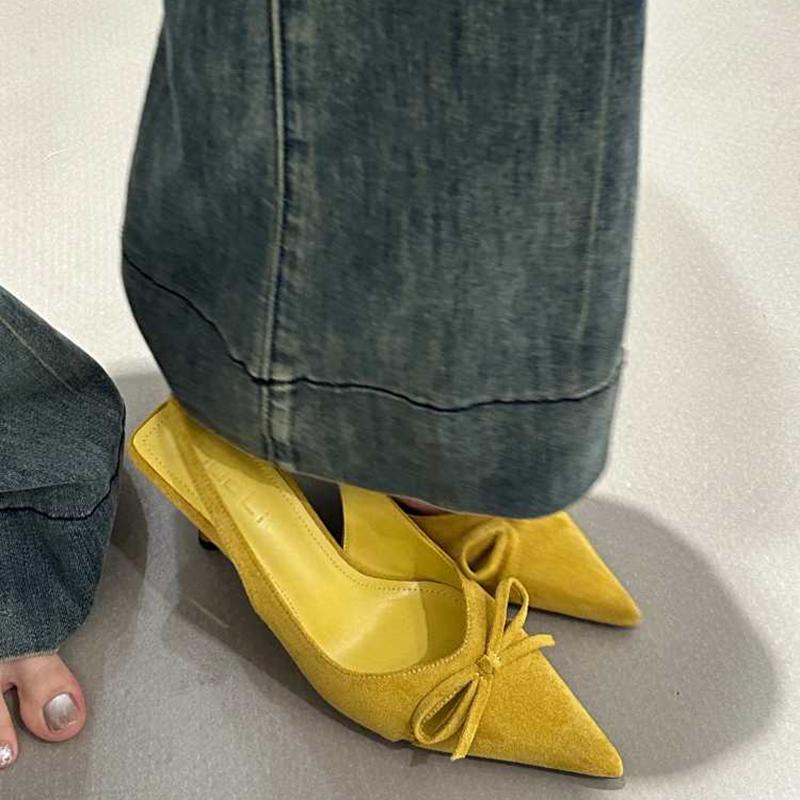 Leopard Print Summer Pointed Toe High Heel Women's Sandals Fashion Slip-On Mules for Ladies Party Dress Shoes