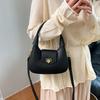 Simple Casual Fashionable Crossbody Tote Bag Vintage Half Moon Design Solid Color For Women Underarm Hobo Bag CLE