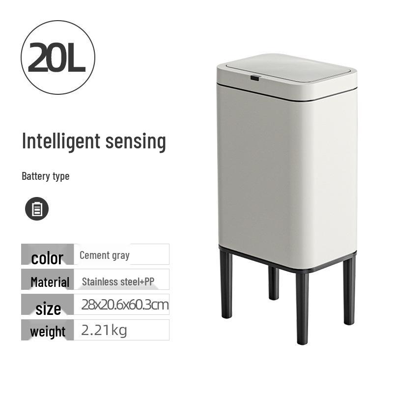Large Capacity High-Legged Smart Sensor Trash Can with Lid for Kitchen, Bathroom, and Office