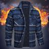 Men Spring Coat Lapel Long Sleeve Plaid Print Soft Contrast Color Keep Warm