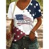 2026 New Star Print Women's T-Shirt Plus Size Top America Flag Summer Women's Trendy Clothing