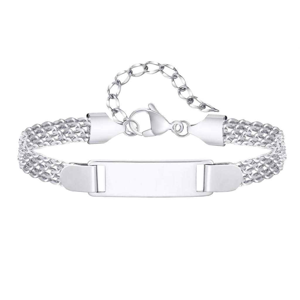 Vnox Custom Name Date Bracelets for New Mom Baby, Stainless Steel Mesh Chain Adjustable Bracelet,Personalized Baby Baptism Gift