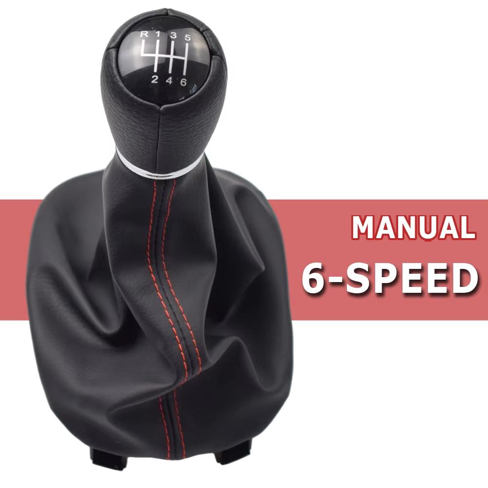 5 Speed 6 Speed Manual For Seat Leon 1M1 2002 2003 2004 2005 2006 Car Gear Stick Shift Knob Leather Boot Red Line Car Styling