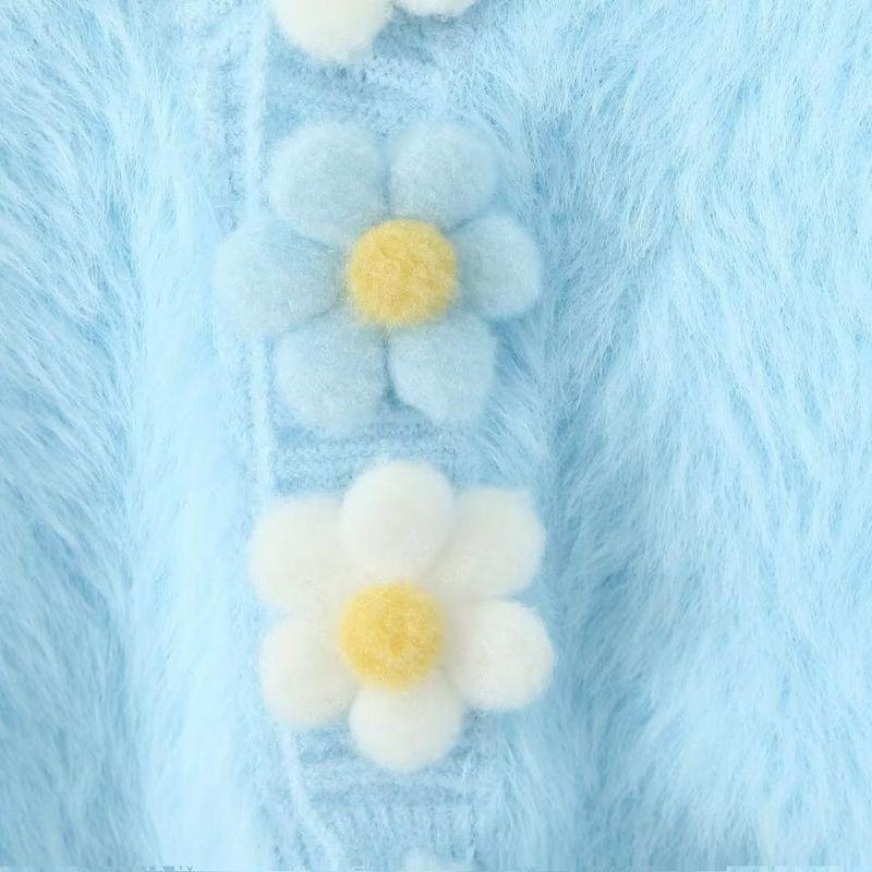 Kaslead New Arrival Women's Clothing Fashion Style Fashion Fastener Decoration Mohair Cardigan Sweater