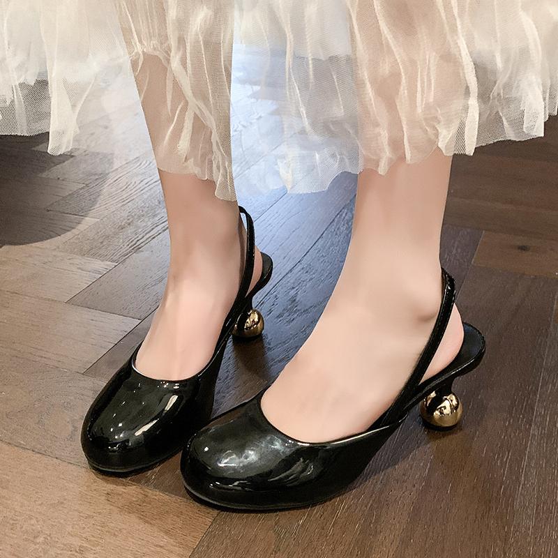 

Fashion New Summer Strange Heels Ladies Shoes Solid Color Design Women s Shoes with Rear Trip Straps Pointed Toe Fashion Zapatos Mujer 35