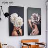 Abstract Rose Flowers Girls Canvas Painting Women Wall Poster Print Modern Wall Art Pictures for Living Room Bedroom Decorativen