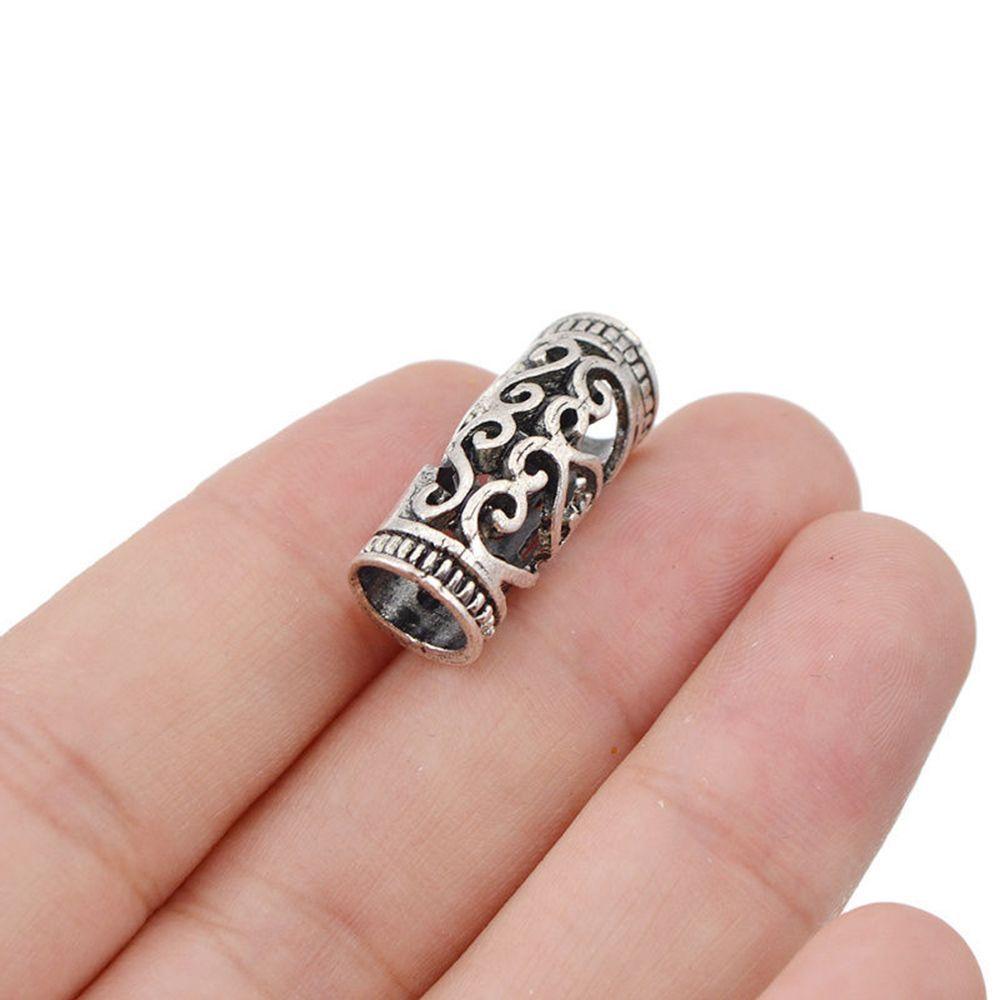 10pcs Zinc Zinc Alloy Spacer Hairbraid Silver Micro Rings Tube Dreadlock Beads Hair Braid Beads Cuff Clip
