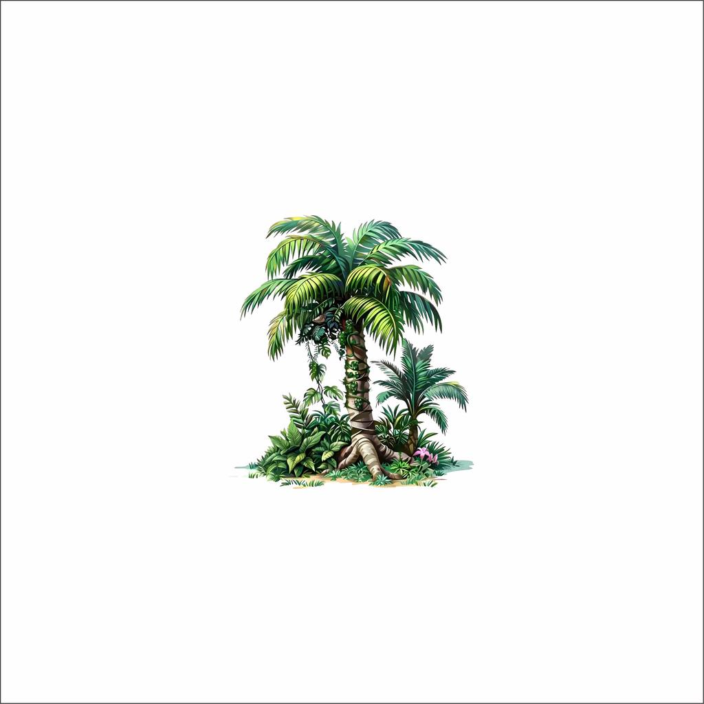 Tropical Coconut Tree Cartoon Palm Wall Sticker Self Adhesive Waterproof Living Room Bedroom Decor