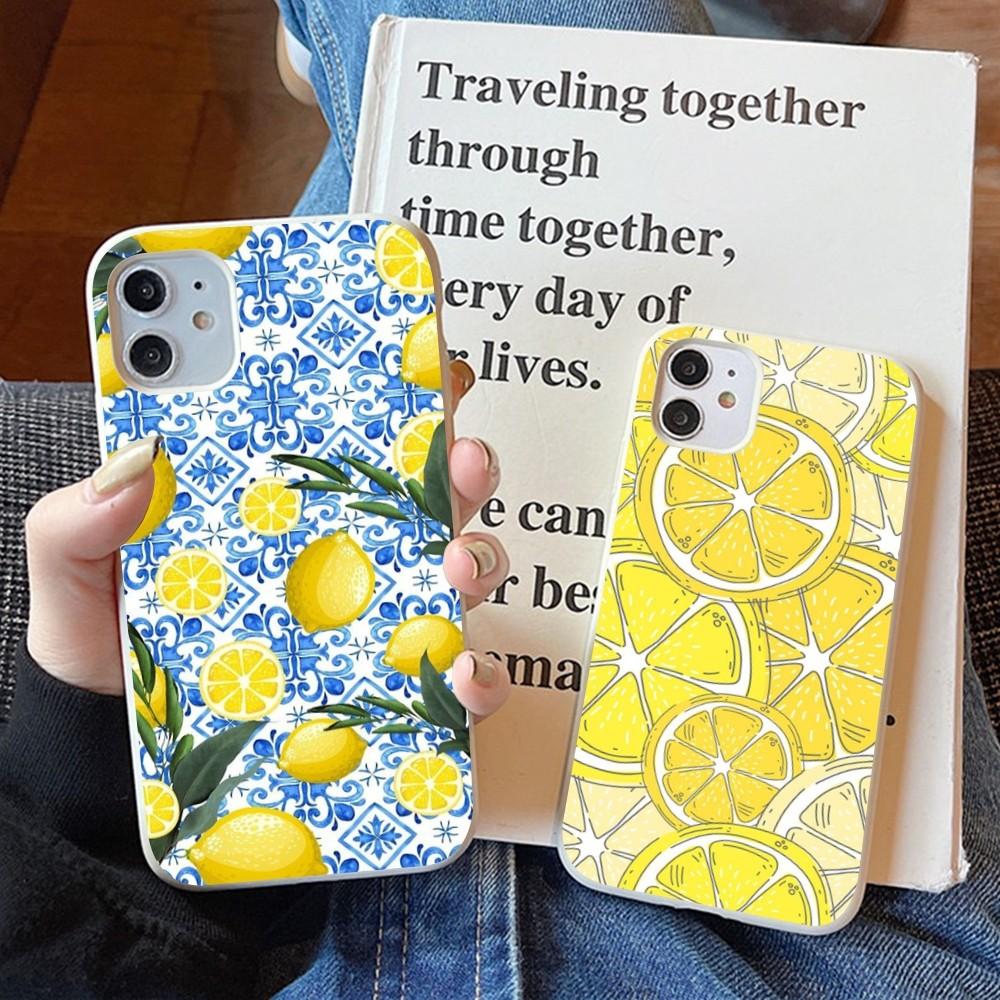 Fruit Lemon Phone Case For IPhone 14 11 12 13 Mini Pro Xs Max 8 7 6 6S Plus X XR Solid Candy Color Case