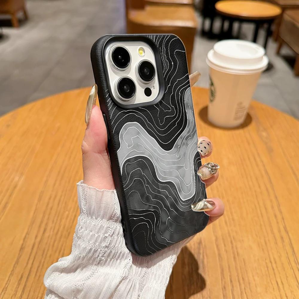 Mountain Range Curve Personality Phone Case For Iphone 17 Air 16 16e 15plus 14 13 12 11 Pro Max Protective Cover Soft Shell