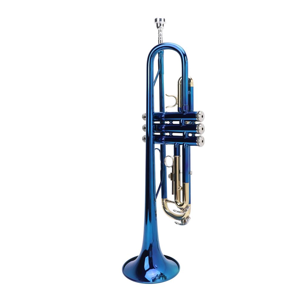 Bb Standard Trumpet Blue Color Copper Gold Keys Beginner Trumpet for Performance and Practice