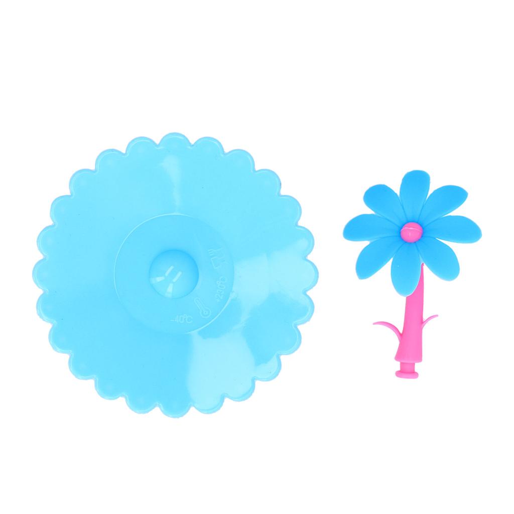 Silicone Lid Dustproof Hot and Cold Beverage Cup Cover with Flower Shape Handle for Kitchen